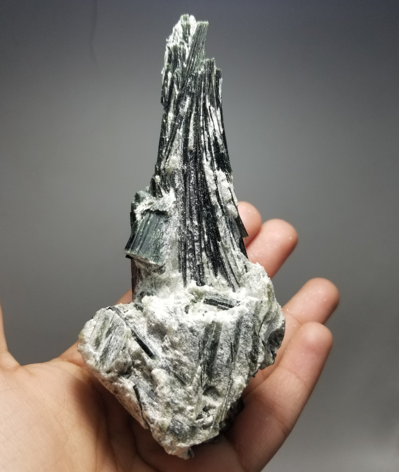 actinolite gemstone rough specimen with mica