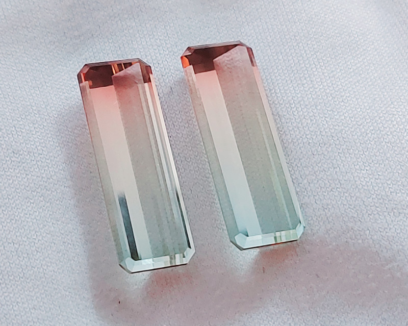 watermelon tourmaline gemstones faceted pair