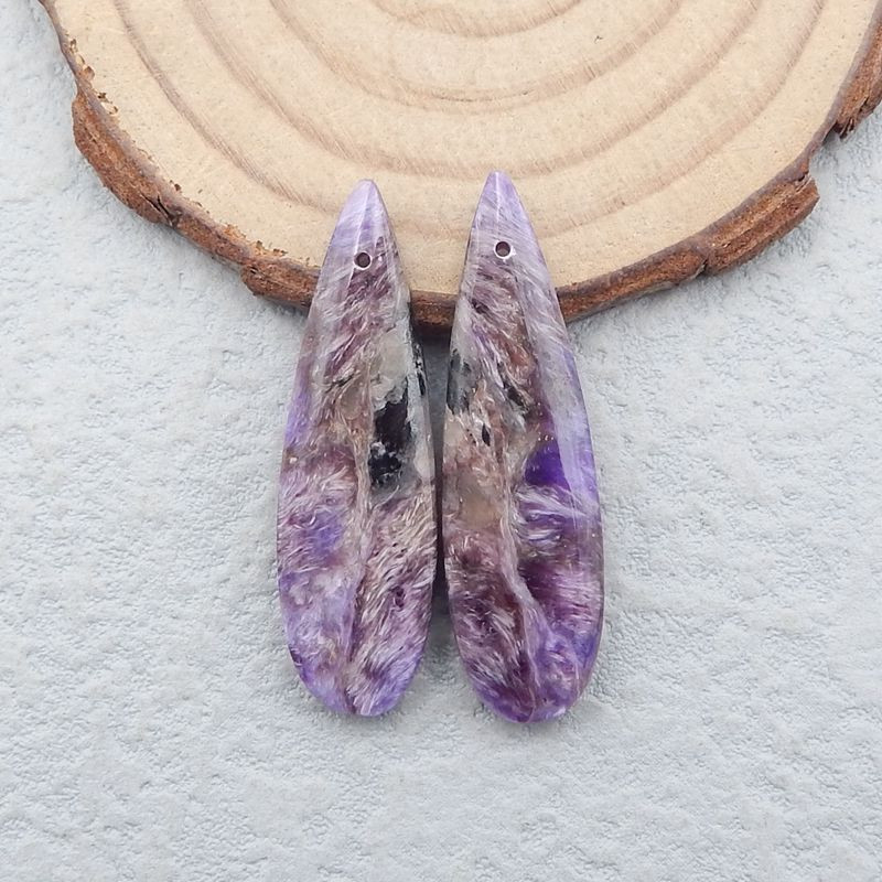 charoite gemstone earrings teardrop shape