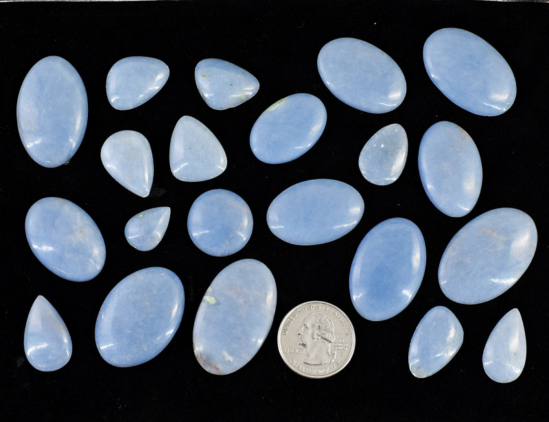 cabochons de pierres précieuses anhydrite et angélite