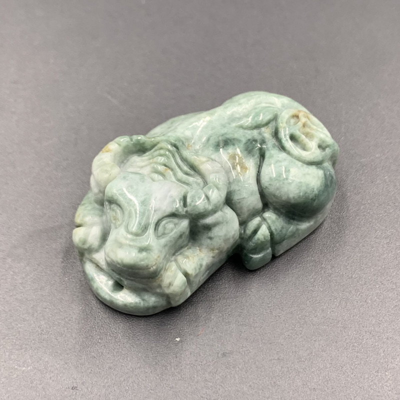 131.65 Cts Awesome Hand Carved Burmese Jade Taurus, Type A Jade