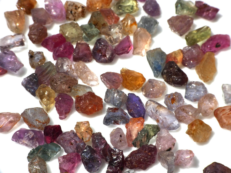 This parcel of Yogo sapphires shows a wide variation in UV