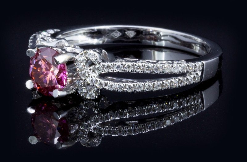 18k Solid White Gold & Pink diamond Engagement ring