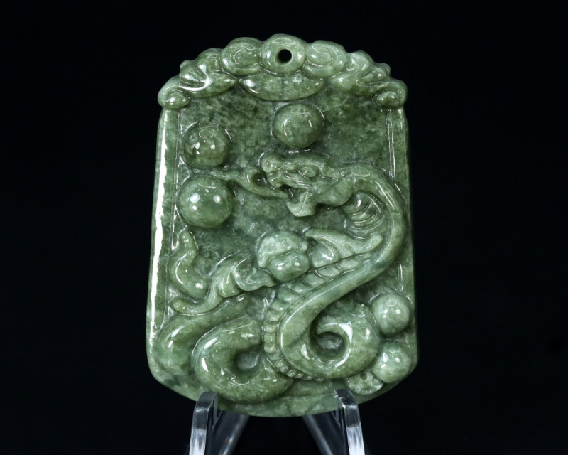Burmese Jadeite Jade Dragon Carving Pendant Type A G1904