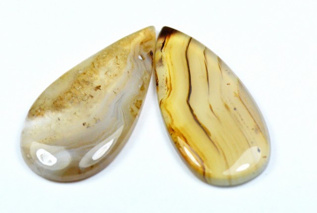 botswana agate cabochon pair