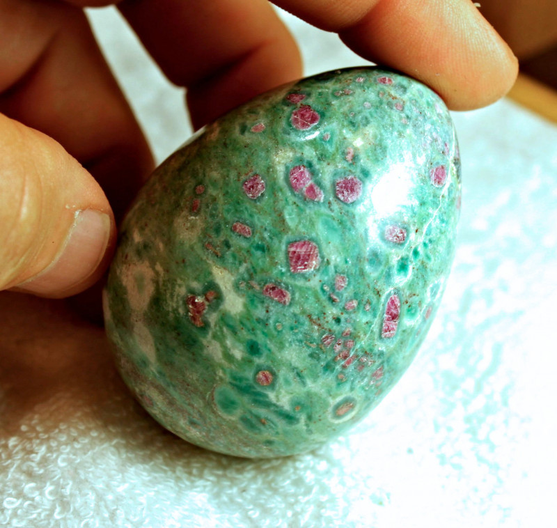 ruby fuchsite gemstone egg carving