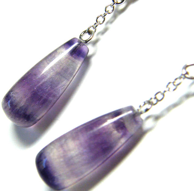 FLUORITE EARRINGS SILVER 27.35 CTS [SJ453]