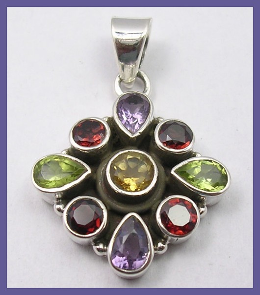 MULTI-COLORED GEMSTONE ART-DECO 
