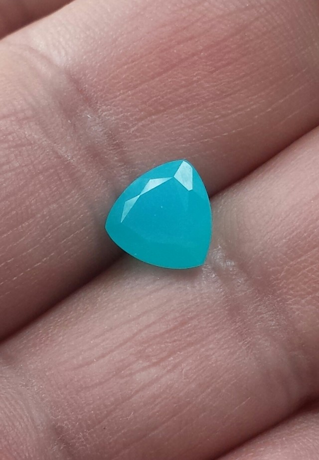 chalcedony trillion cut faceted