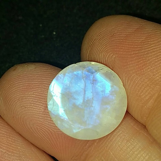 13mm round rainbow moonstone rose cut one side table