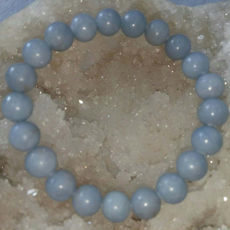 Bracelet en perles de pierres précieuses anhydrite et angélite