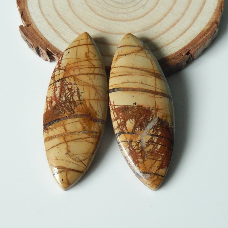 brown jasper cabochon pair