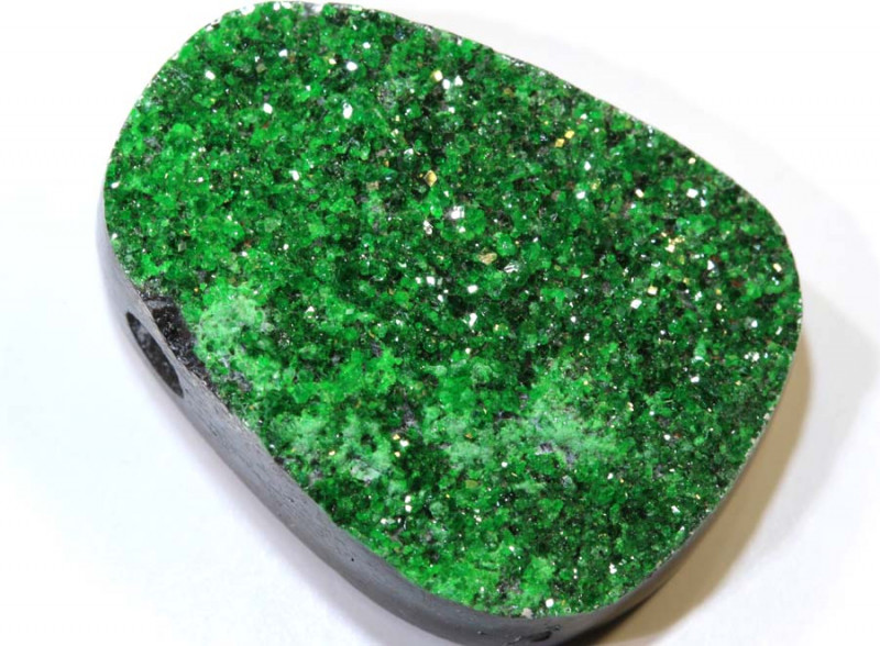 uvarovite garnet gemstone druzy bead for pendant