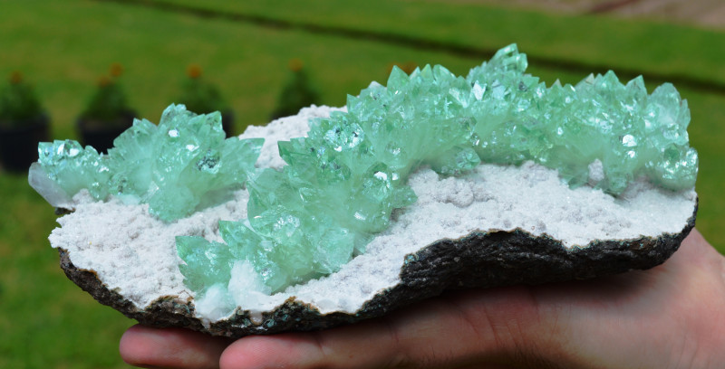 apophyllite gemstone raw crystal specimen with stilbite