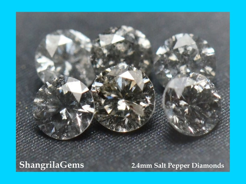 0.5ct 2.4mm Salt Pepper Diamonds AA Grade 8 gems