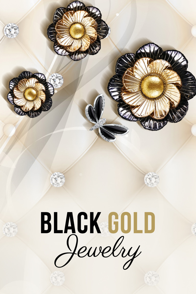 18K Real Gold V.C Black Flower Necklace