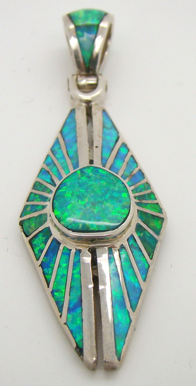 man made black opal pendant