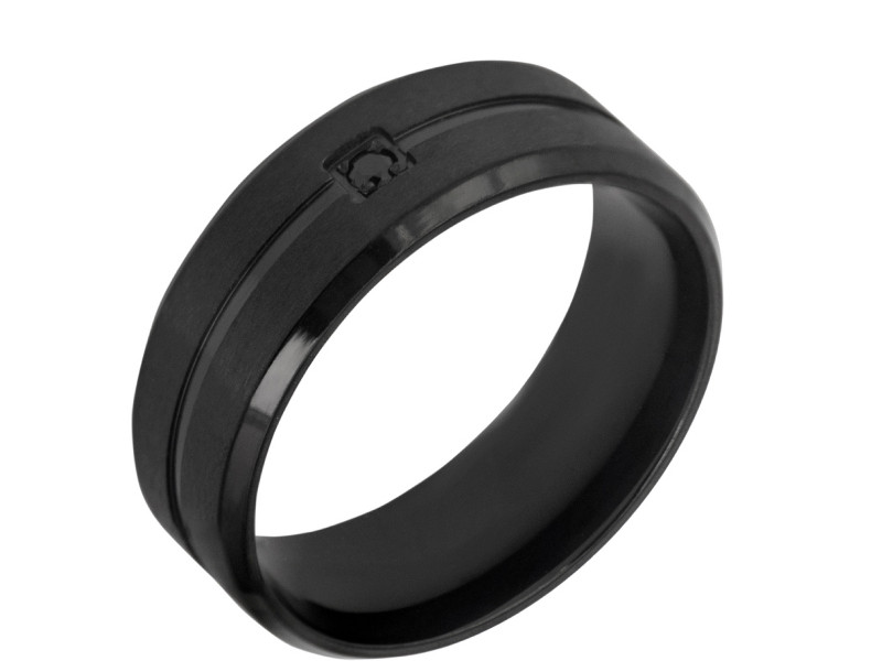 black tantalum wedding band ring