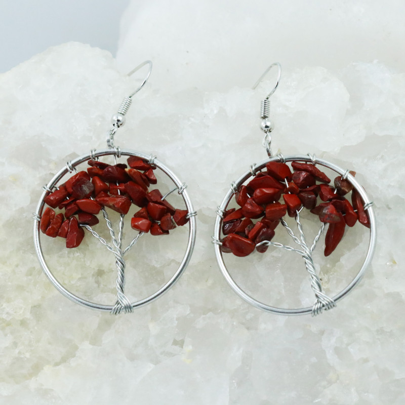 sard gemstone tree of life earrings