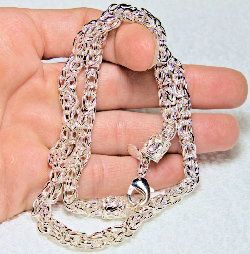 Heavy Sterling Silver Byzantine Necklace