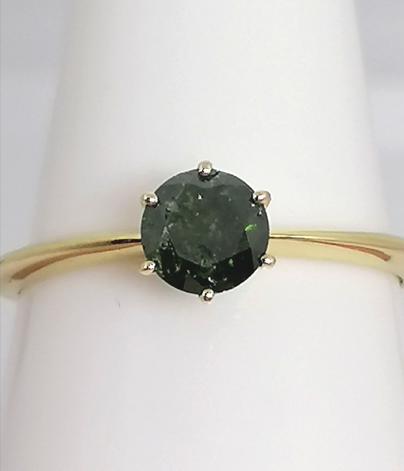 SOLID GOLD Certified Green Diamond Ring 0.60ct.
