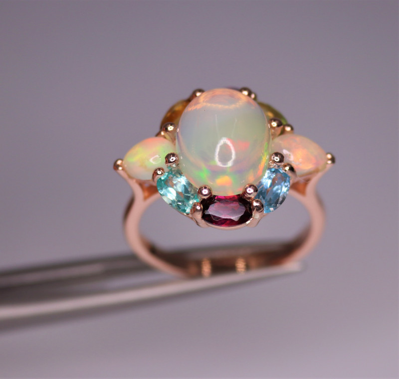 925 gold jewelry stamp on rose gold ring with opals