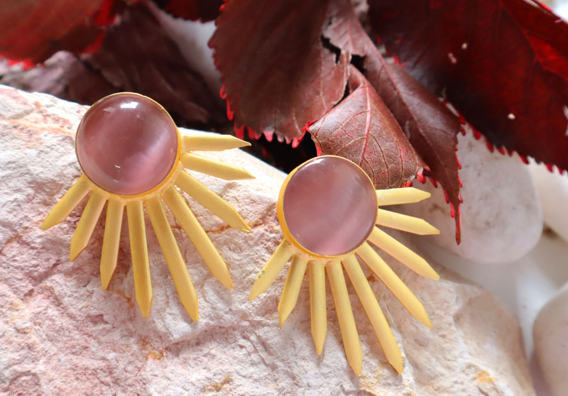 pink moonstone gemini birthstone earrings