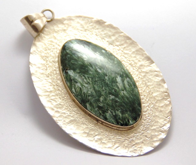 green seraphinite gemstone pendant