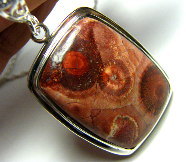 rhyolite gemstone pendant with bird's eye pattern