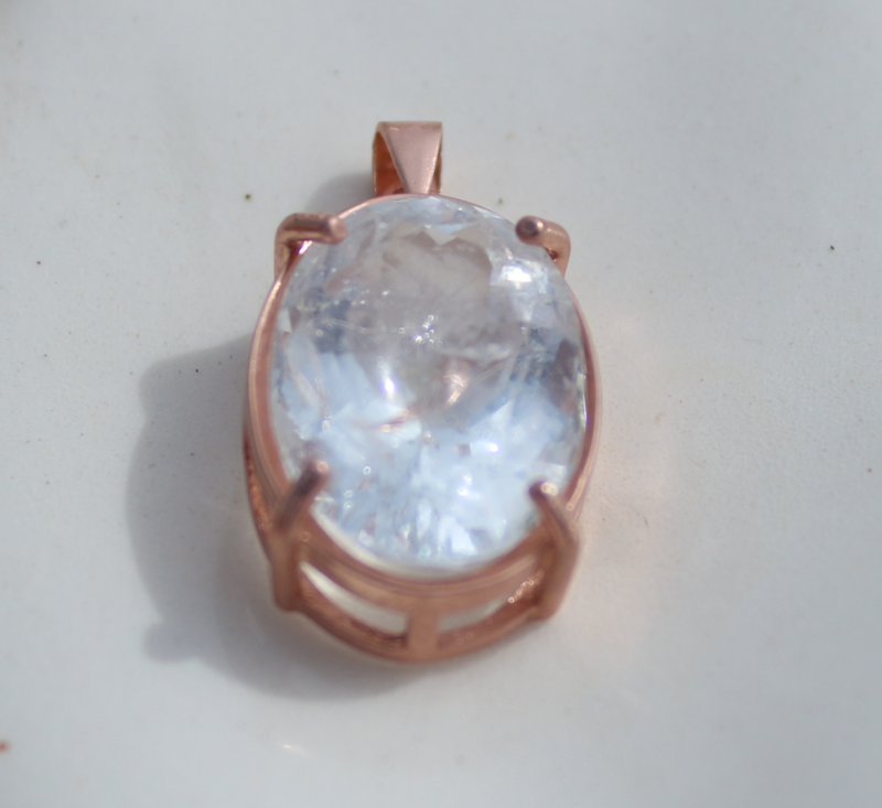 Aquamarine 8.35ct,Rose Gold Plated 