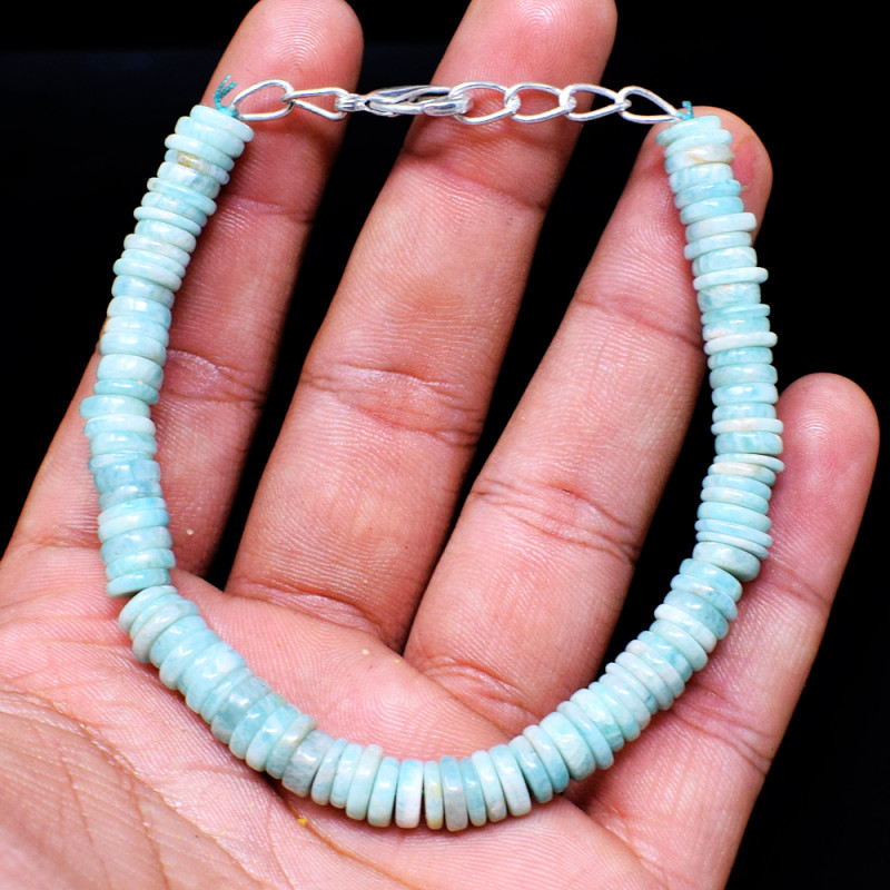 Genuine 90 00 Cts Amazonite Beads Bracelet