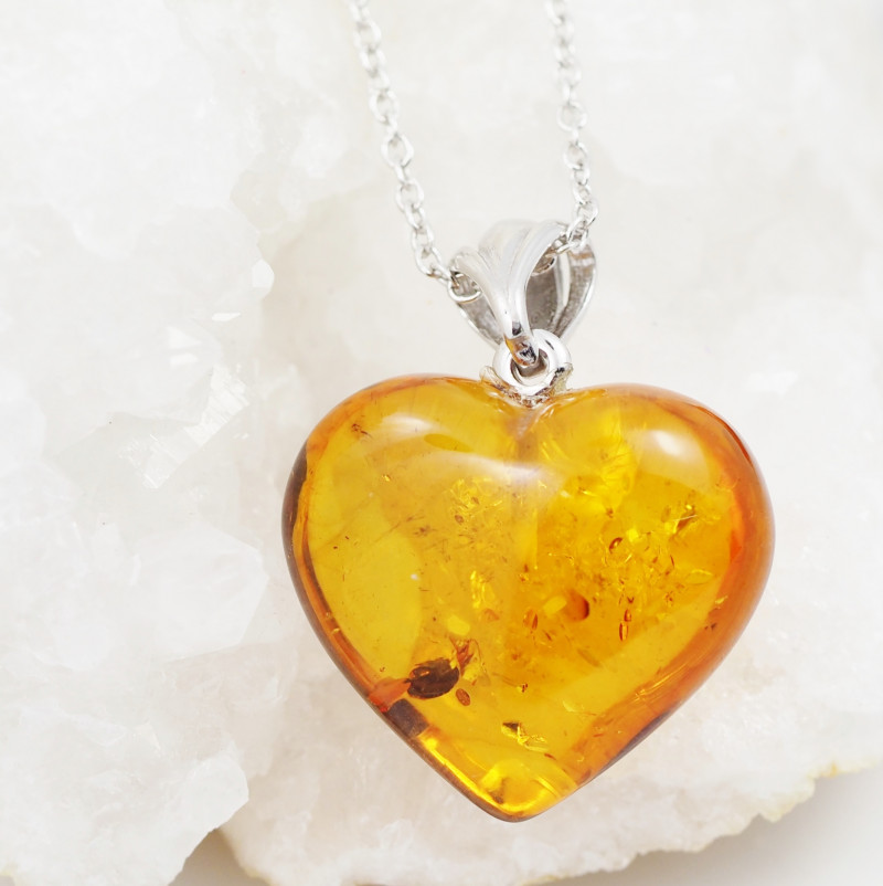 Baltic Amber Sale, Silver Heart Pendant , direct from Poland AM 739
