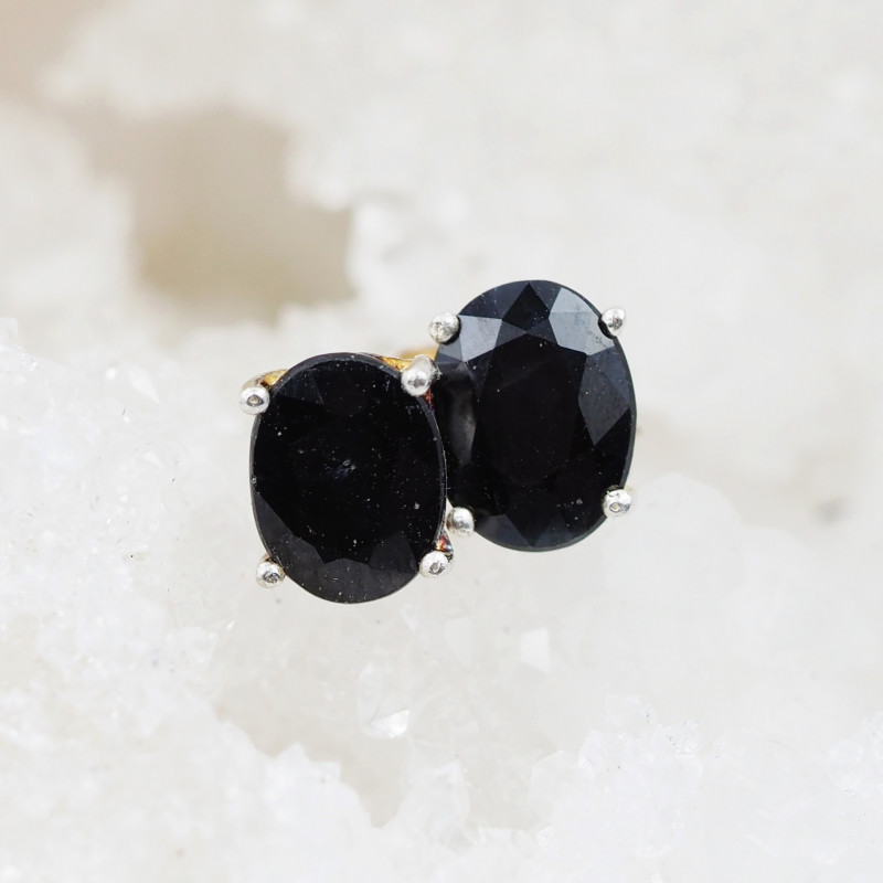 black onyx gemstone earrings faceted