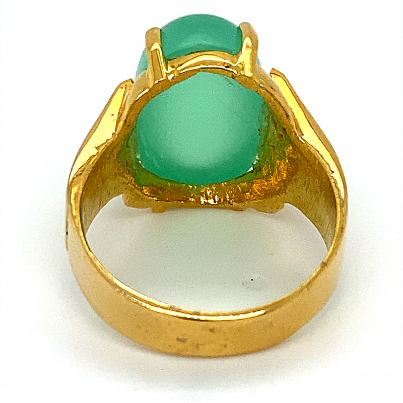 Green Cats Eye Calcite 11.25ct Solid 18K Yellow Gold Ring