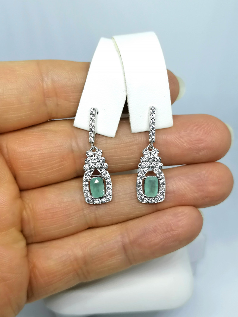 grandidierite gemstone earrings with zircon