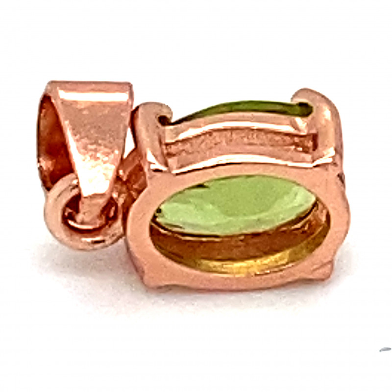 VS Clarity Peridot 3.20ct Rose Gold Finish Solid 925 Sterling Silver Pendant Oval Shape Natural and Untreated August Birthstone,