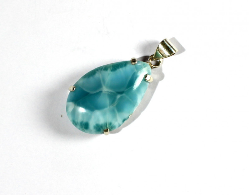 semi-precious blue gemstone - larimar pendant