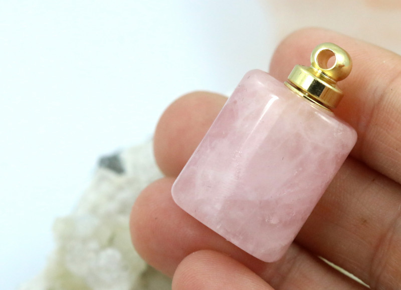 Natural Rose Quartz Gemstone Perfume Bottle AHA 237