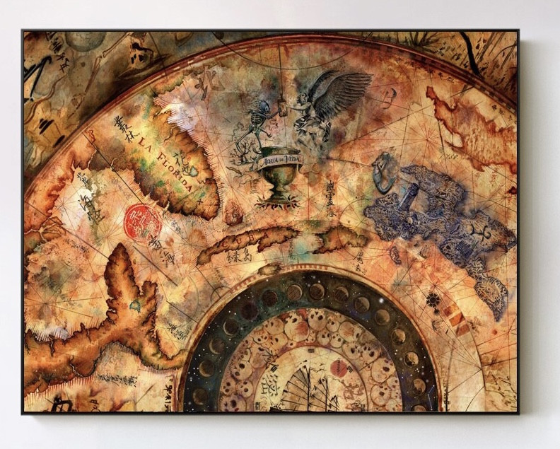 ancient treasure map fine art canvas print for auction