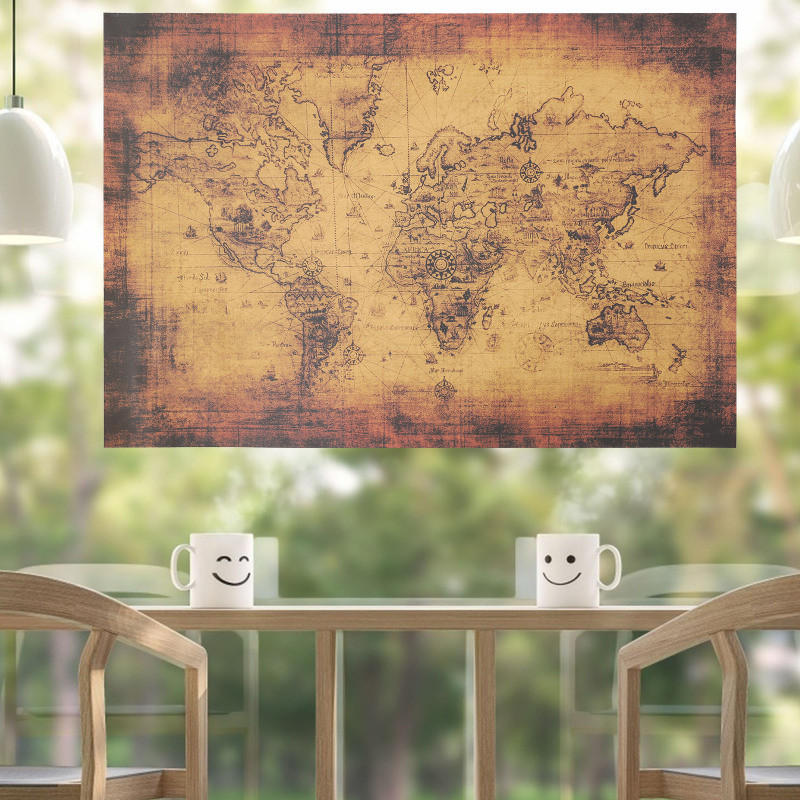 World Treasure Map Kraft Posters Wall Decor Decal