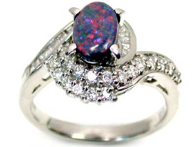 black opal in white gold