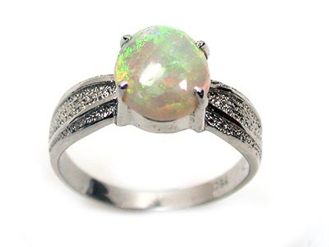 crystal opal in white gold