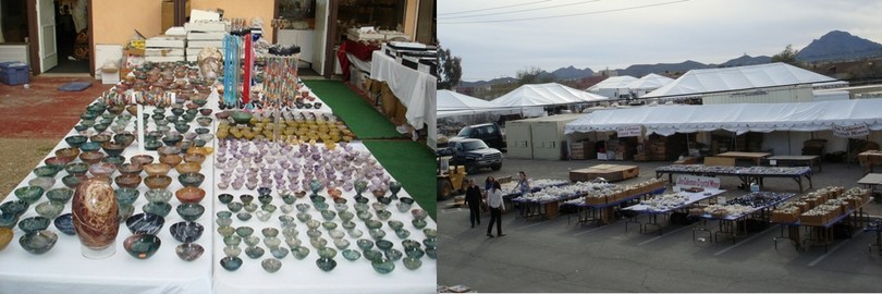 stands du salon des pierres précieuses de Tucson