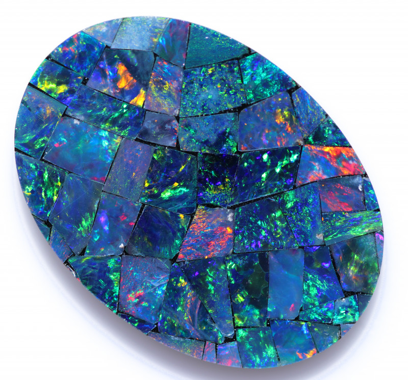 large Oval Shape Mosaic Opal Doublet CCC 1822