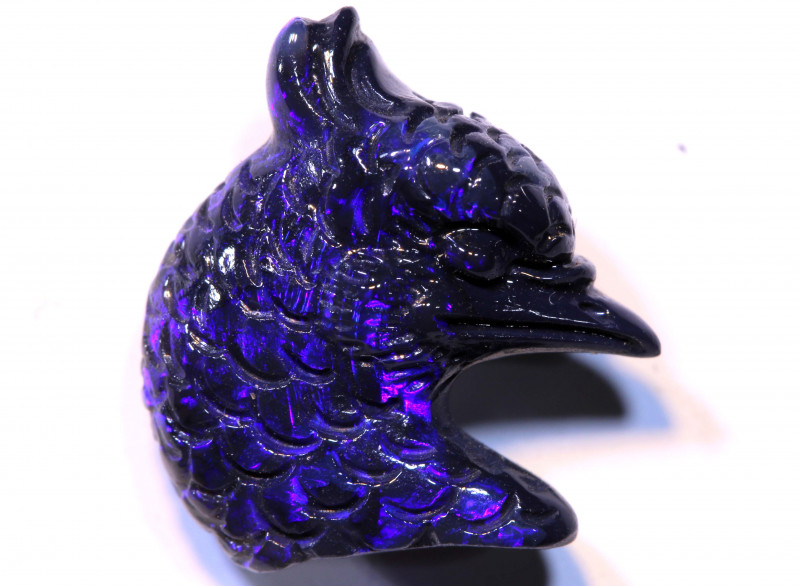 black opal carving peacock head