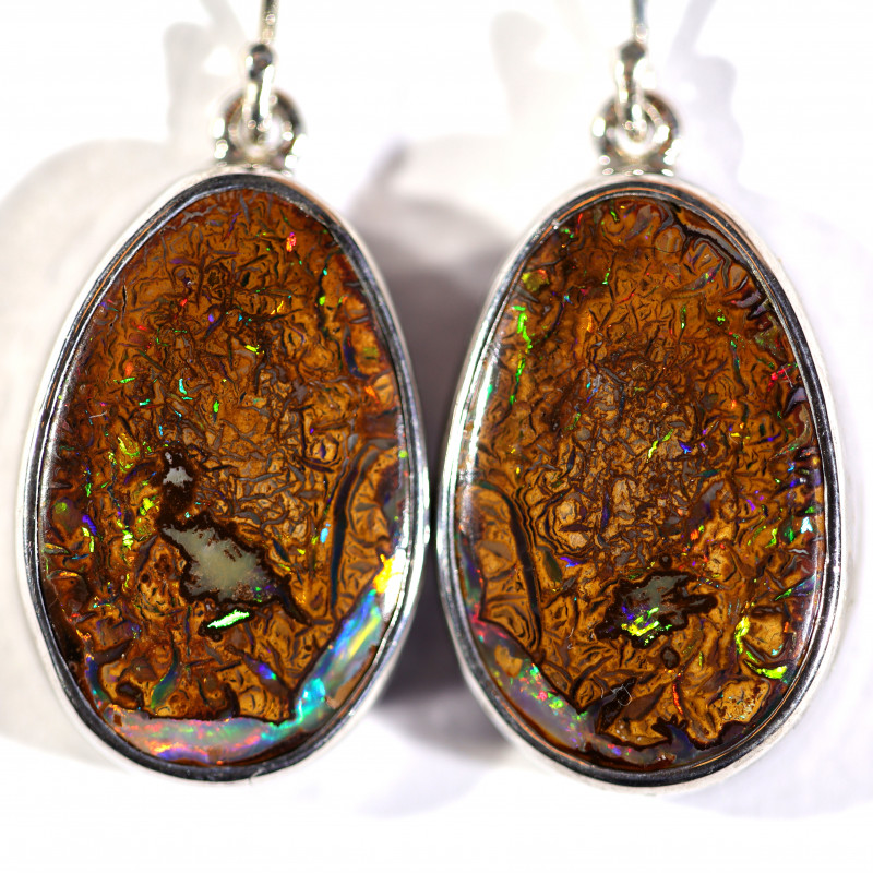 matrix opal earrings