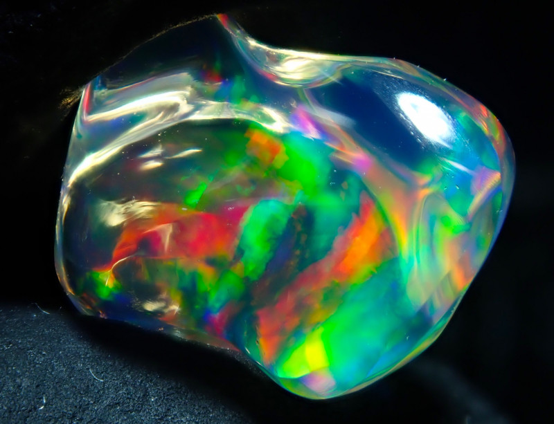 1.82ct Water Opal With Play Of Colour Bright Carved