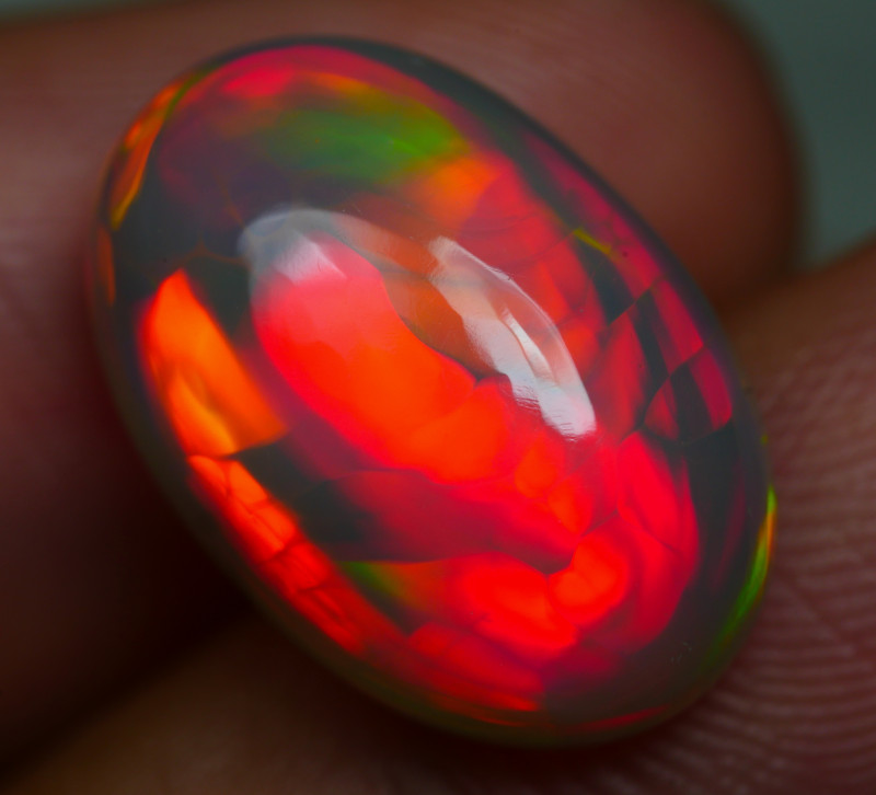 honeycomb pattern flash ethiopian opal cabochon