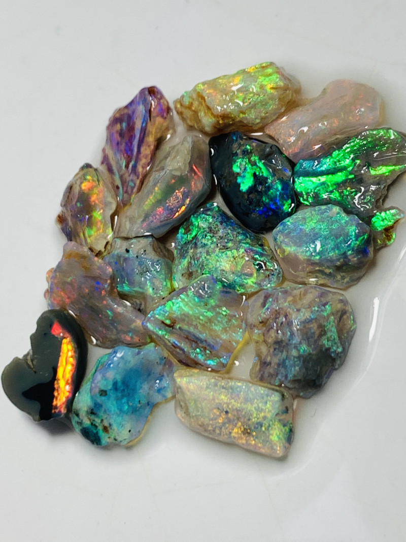 Plate of Vivid Colours ** 26 CTs Bright Colourful Rough Opals 536