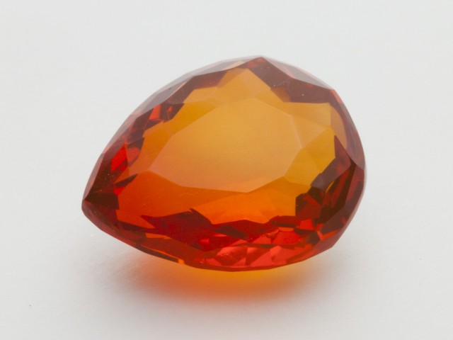 8.1ct Faceted Dark Orange Pear Mexican Fire Opal (MO193)